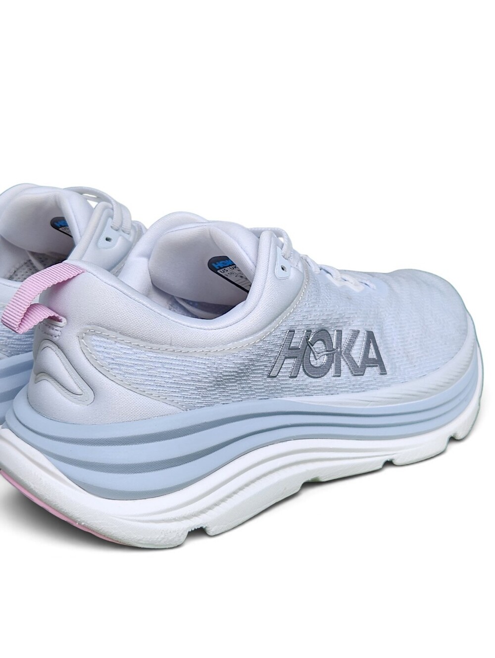Hoka Gaviota 5 Women's White Light Blue Athletic Running Cushoned Sneakers Shoes - Picture 4 of 16